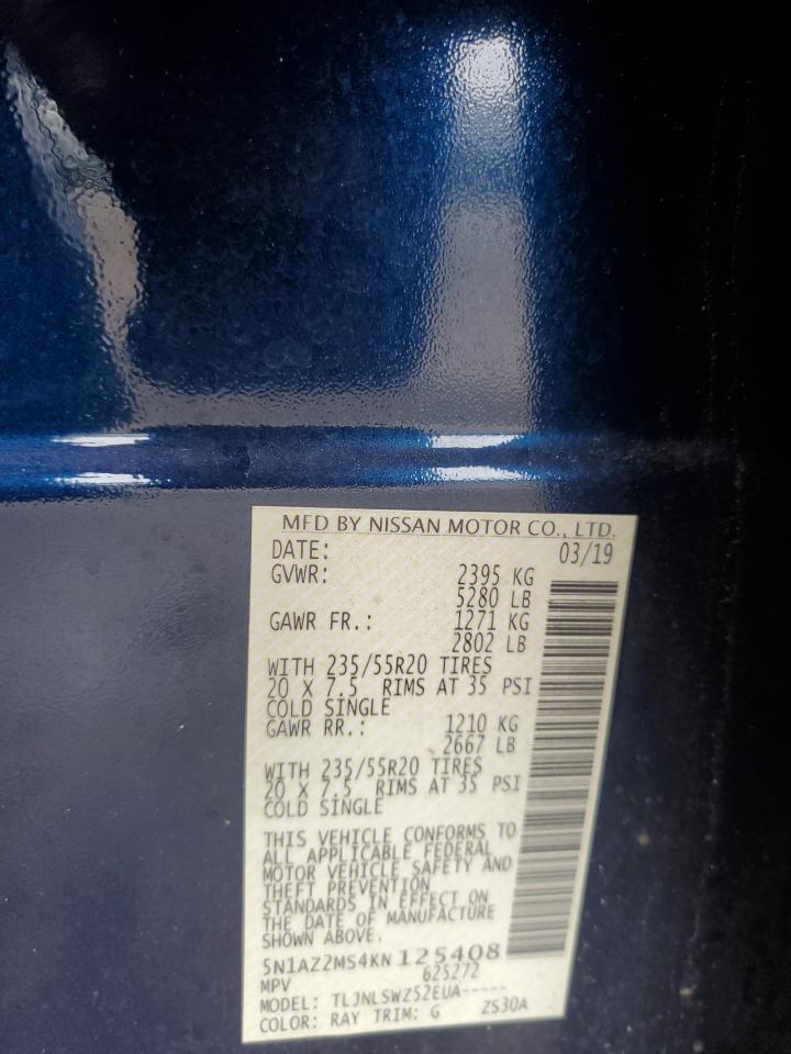 5N1AZ2MS4KN125408 2019 Nissan Murano S