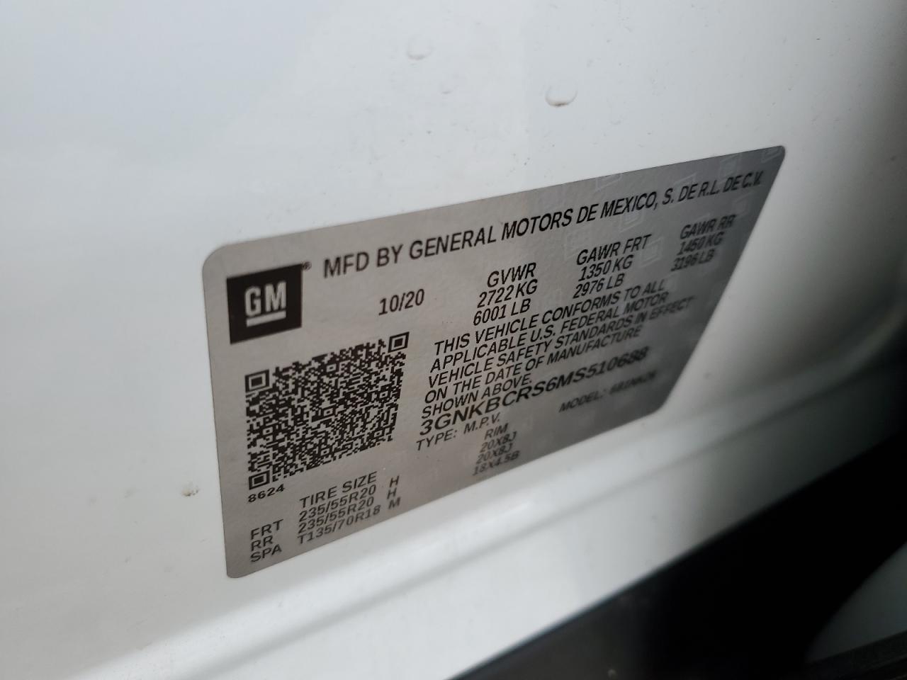 3GNKBCRS6MS510688 CHEVROLET BLAZER 2021