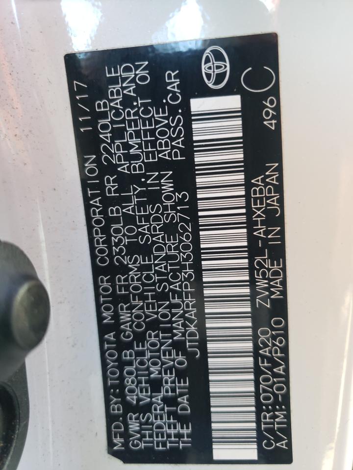 JTDKARFP3H3062713 TOYOTA PRIUS 2017