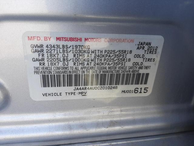 Lot #2445954958 2012 MITSUBISHI OUTLANDER salvage car