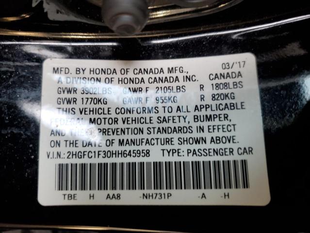 2017 HONDA CIVIC EX - 2HGFC1F30HH645958