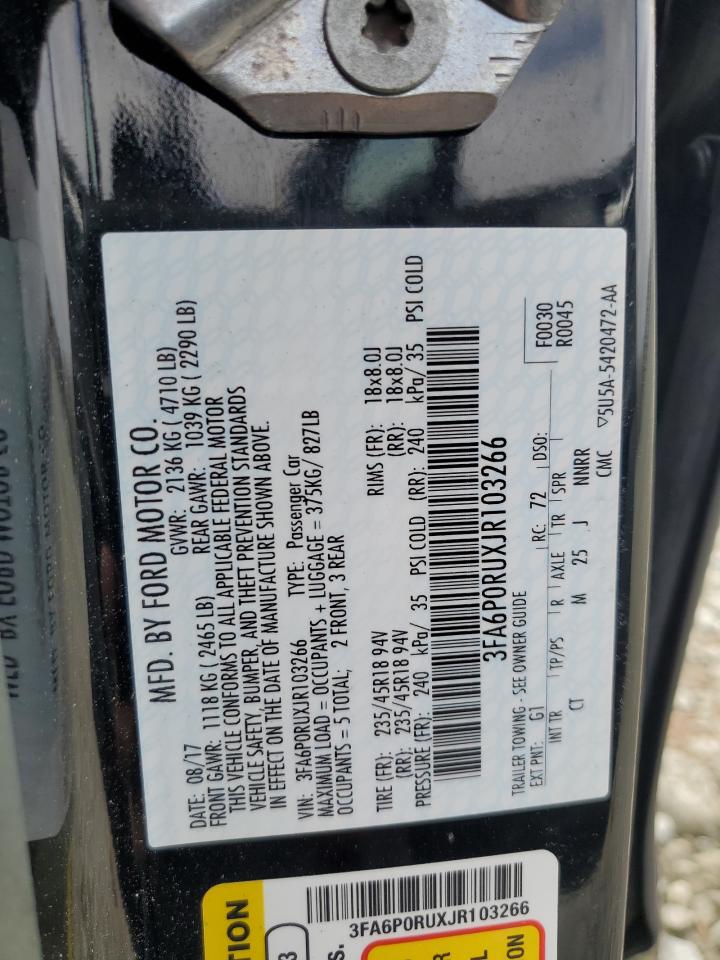 3FA6P0RUXJR103266 FORD FUSION 2018