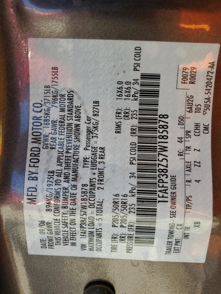 1FAFP38Z57W185878 2007 Ford Focus St