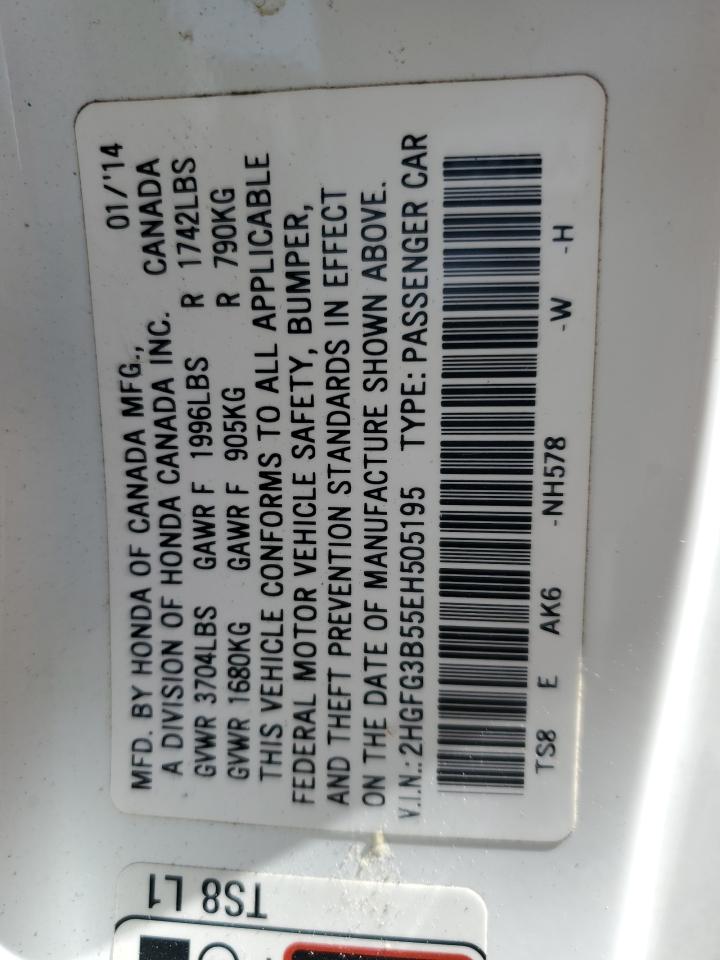 2HGFG3B55EH505195 2014 Honda Civic Lx