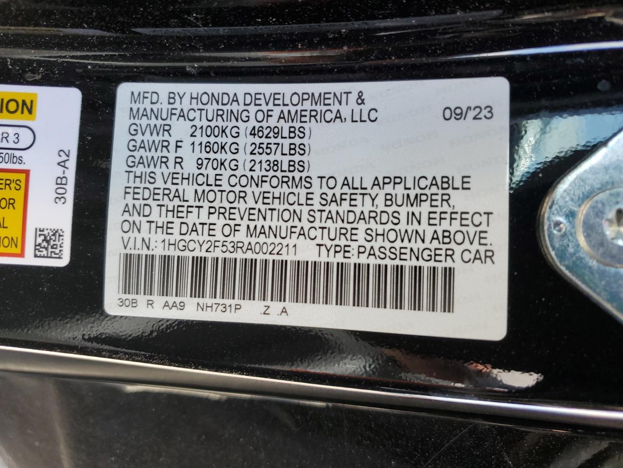 1HGCY2F53RA002211 HONDA ACCORD 2024