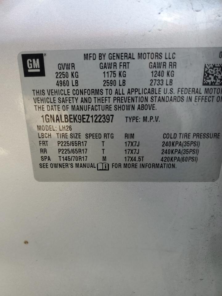 1GNALBEK9EZ122397 2014 Chevrolet Equinox Lt