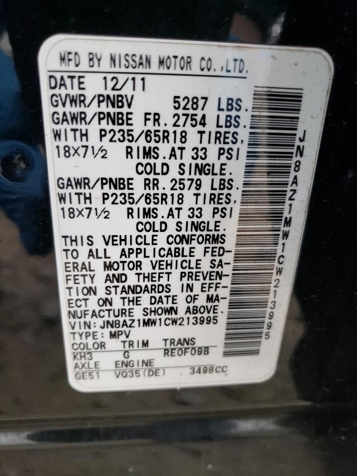 JN8AZ1MW1CW213995 2012 Nissan Murano S