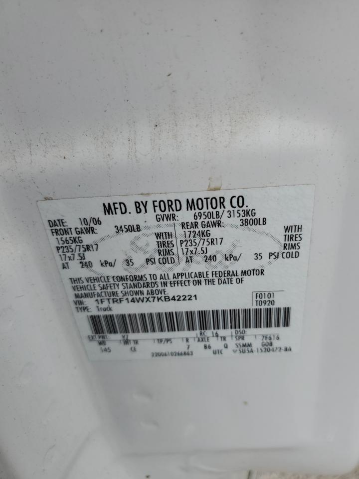 1FTRF14WX7KB42221 2007 Ford F150