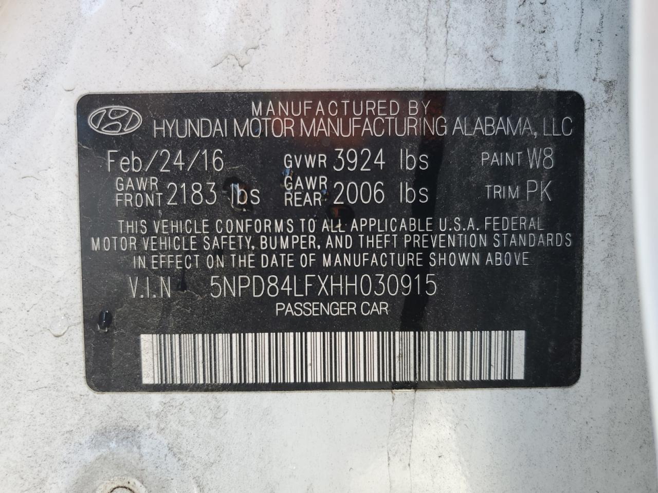 5NPD84LFXHH030915 HYUNDAI ELANTRA 2017