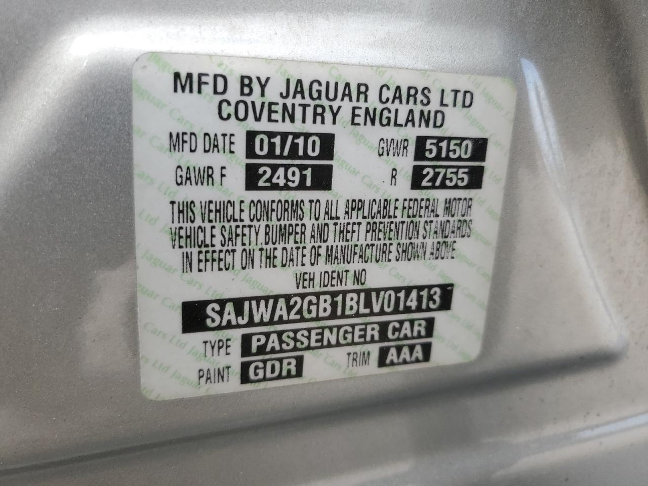 SAJWA2GB1BLV01413 2011 Jaguar Xjl