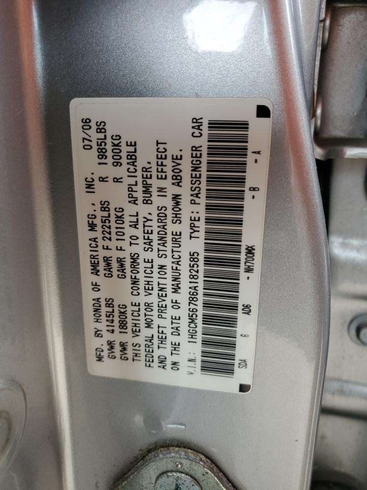 1HGCM56786A182585 2006 Honda Accord Ex