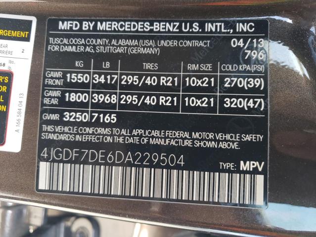 VIN 4JGDF7DE6DA229504 2013 Mercedes-Benz GL-Class, ... no.12