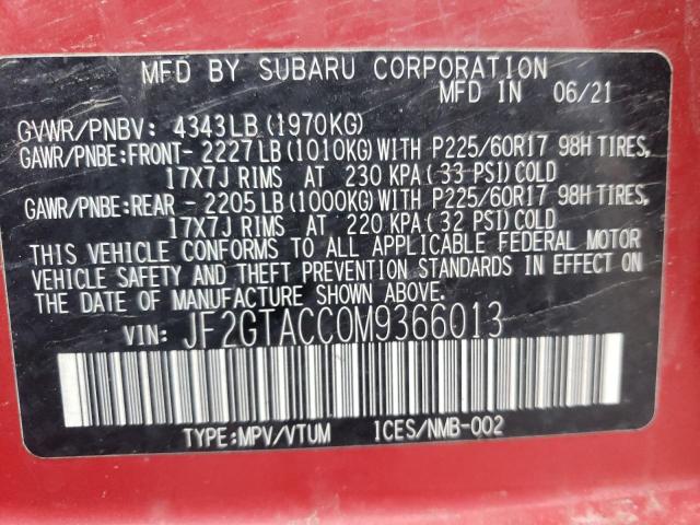 2021 SUBARU CROSSTREK - JF2GTACC0M9366013
