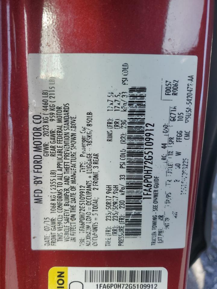 1FA6P0H72G5109912 FORD FUSION 2016