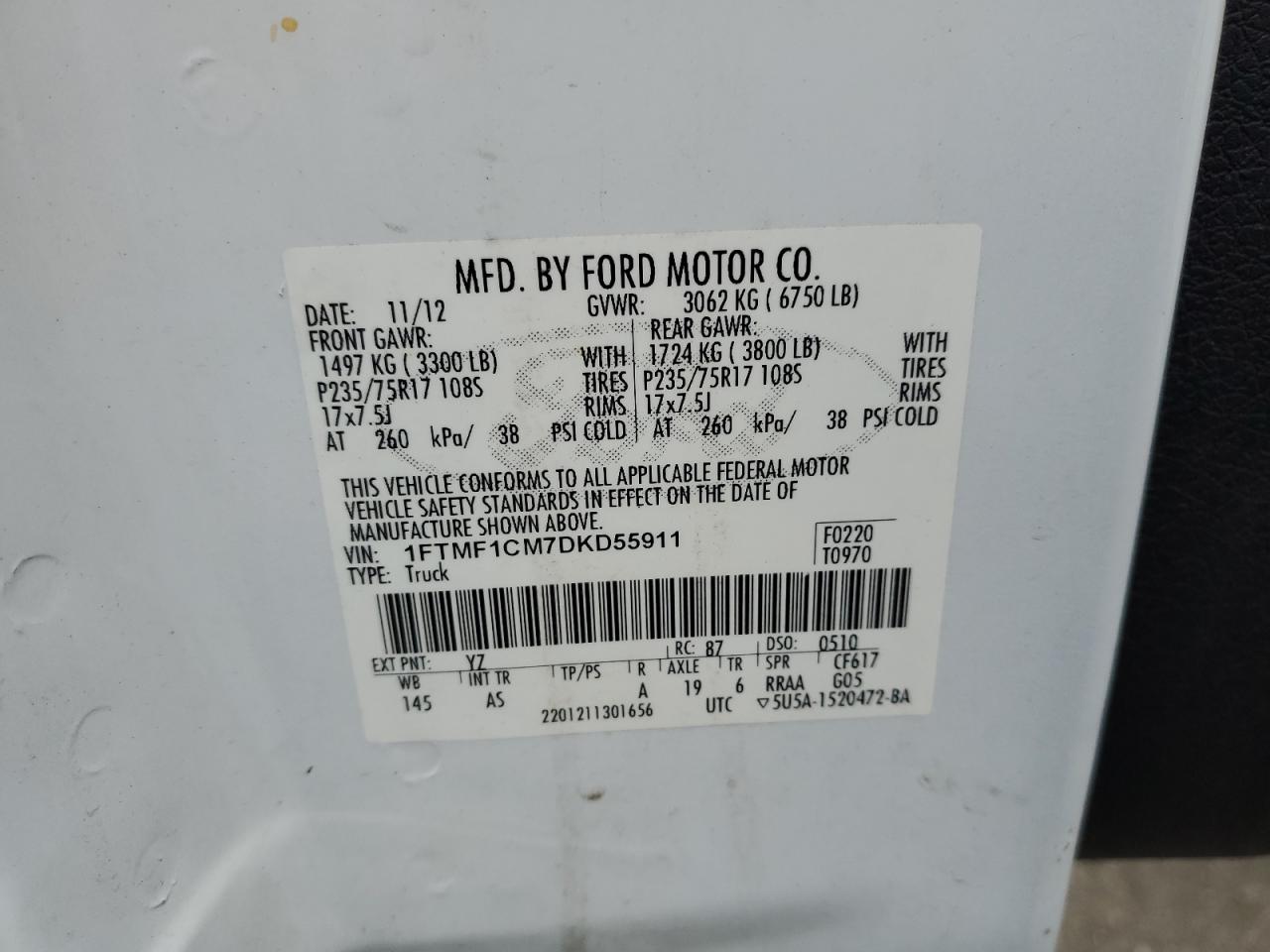 1FTMF1CM7DKD55911 2013 Ford F150