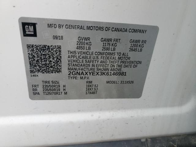 2019 Chevrolet Equinox Premier VIN: 2GNAXYEX3K6146981 Lot: 47945784