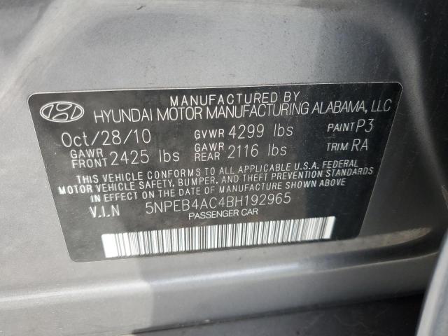 2011 Hyundai Sonata Gls VIN: 5NPEB4AC4BH192965 Lot: 45958814