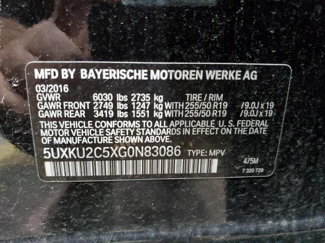2016 BMW X6 XDRIVE3 5UXKU2C5XG0N83086