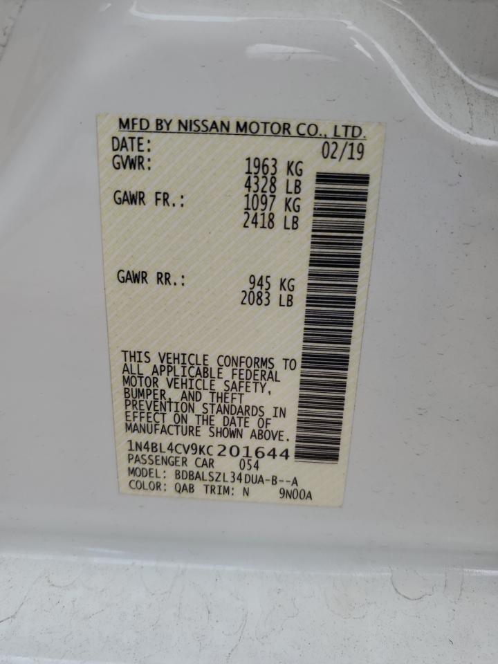 1N4BL4CV9KC201644 NISSAN ALTIMA 2019