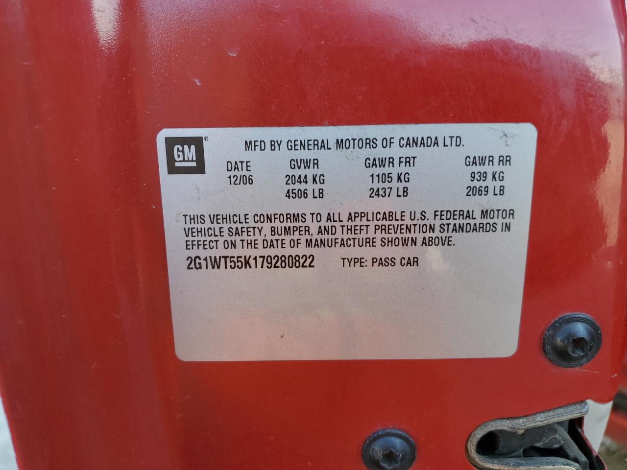 2G1WT55K179280822 2007 Chevrolet Impala Lt