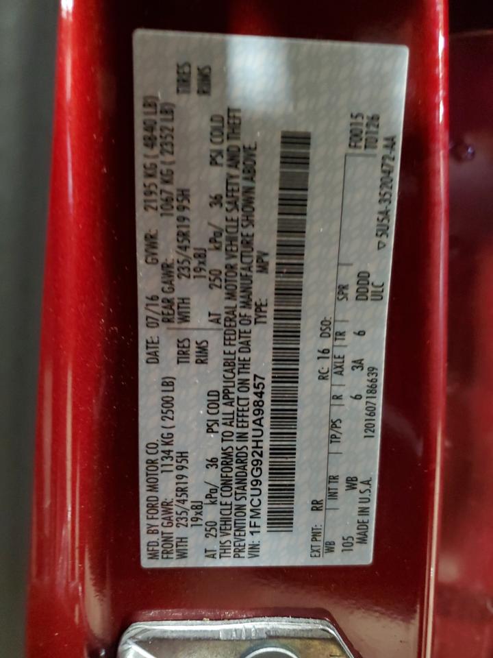 1FMCU9G92HUA98457 FORD ESCAPE 2017