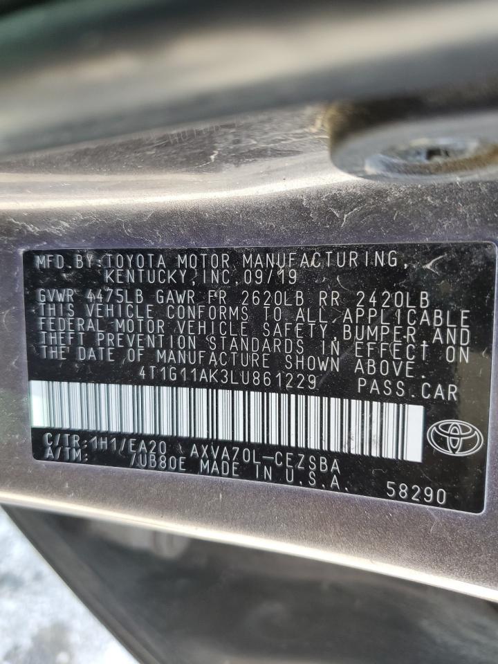 4T1G11AK3LU861229 TOYOTA CAMRY 2020