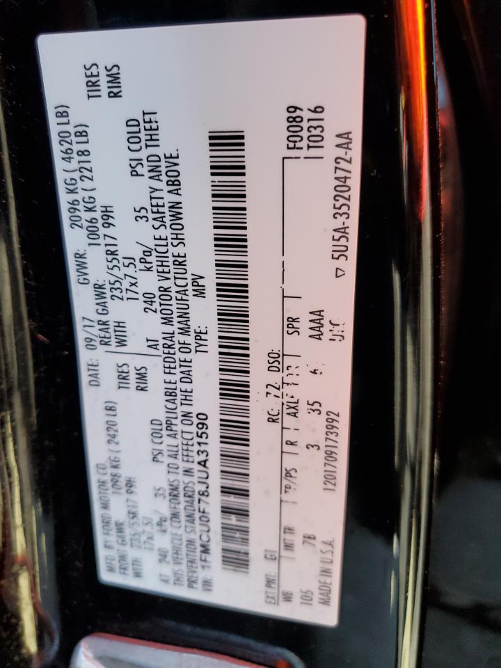 1FMCU0F78JUA31590 FORD ESCAPE 2018