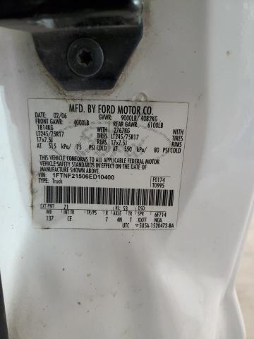 2006 Ford F250 Super Duty VIN: 1FTNF21506ED10400 Lot: 46095794