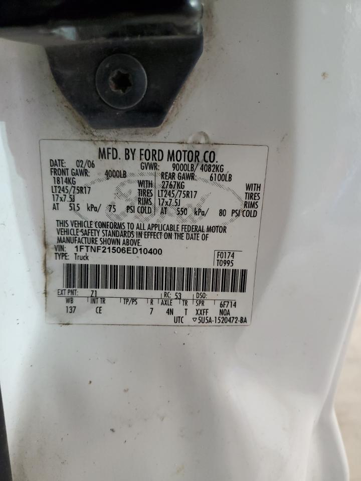 1FTNF21506ED10400 2006 Ford F250 Super Duty