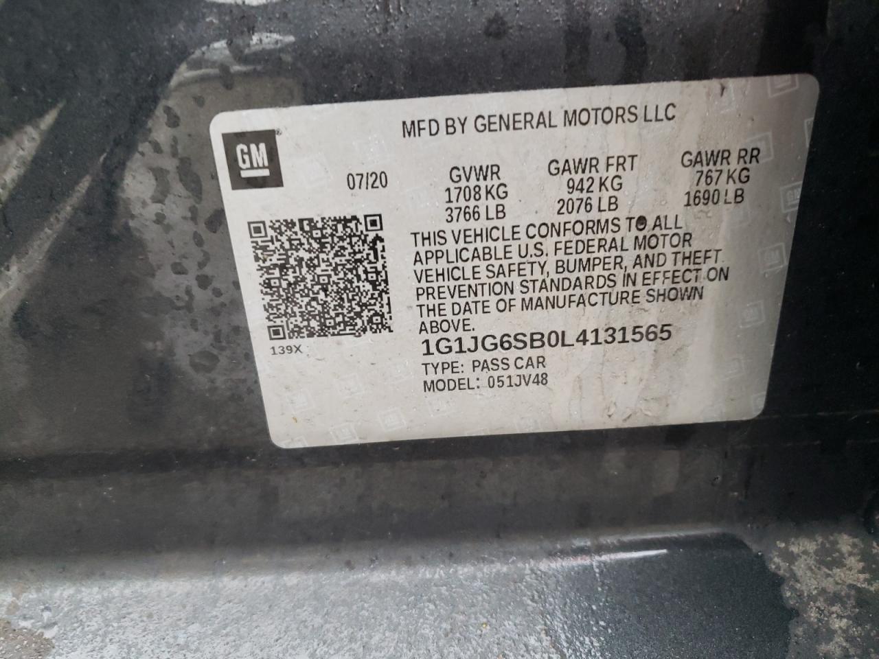 1G1JG6SB0L4131565 CHEVROLET SONIC 2020