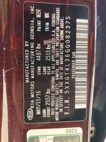 2016 Kia Optima Lx VIN: 5XXGT4L36GG082375 Lot: 46455064