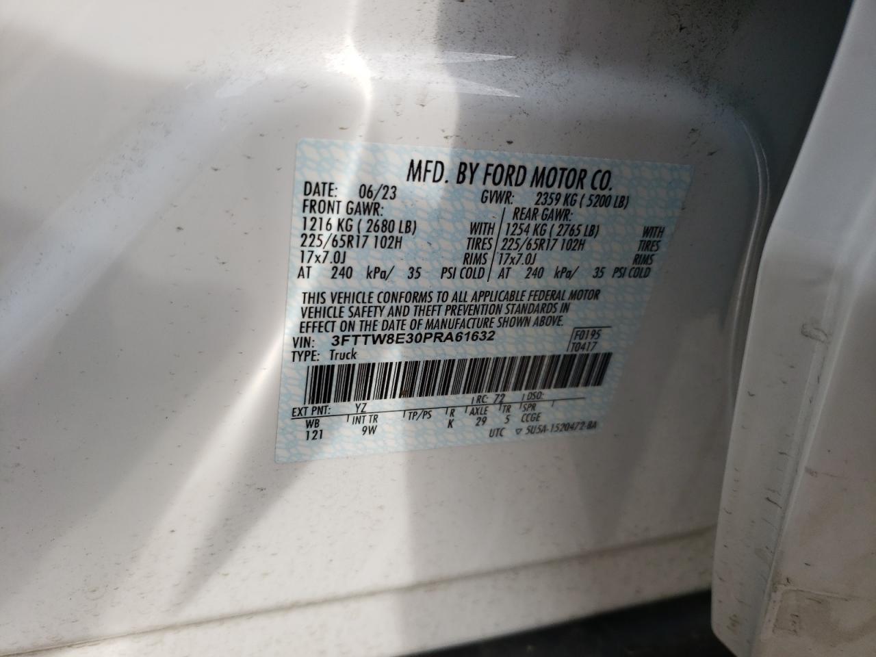 3FTTW8E30PRA61632 FORD MAVERICK 2023