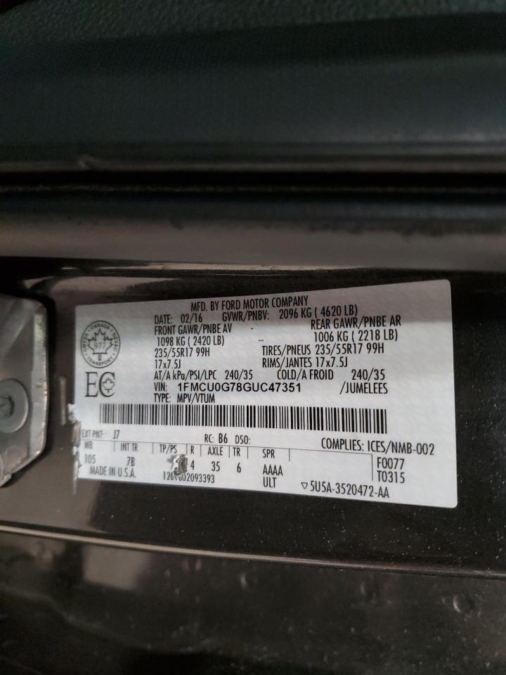 1FMCU0G78GUC47351 2016 Ford Escape Se