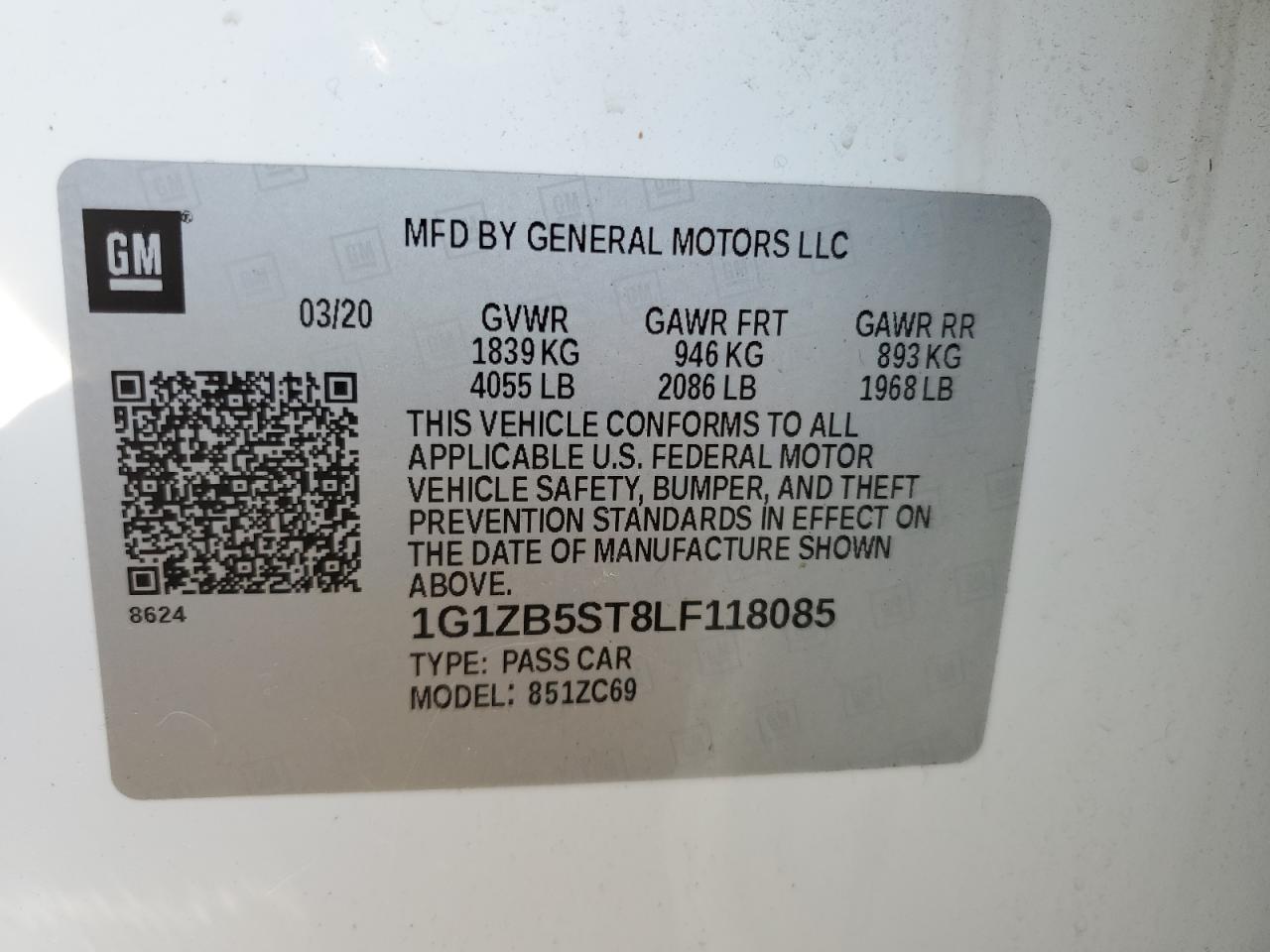 1G1ZB5ST8LF118085 CHEVROLET MALIBU 2020