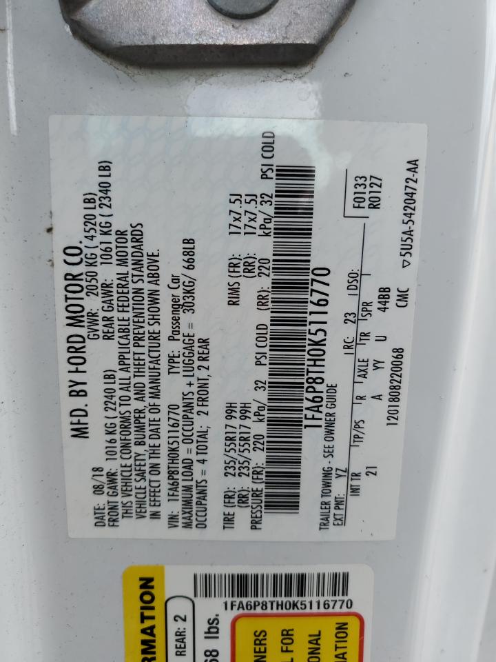 1FA6P8TH0K5116770 FORD ALL Models 2019