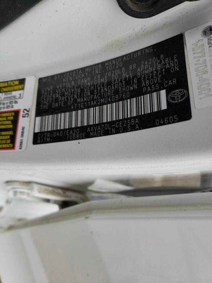 4T1G11AK2MU409760 2021 Toyota Camry Se