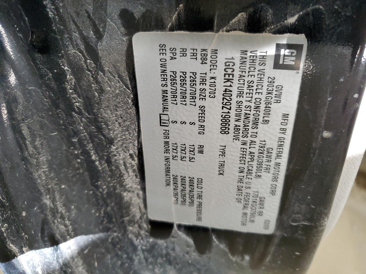 1GCEK14029Z198668 2009 Chevrolet Silverado K1500