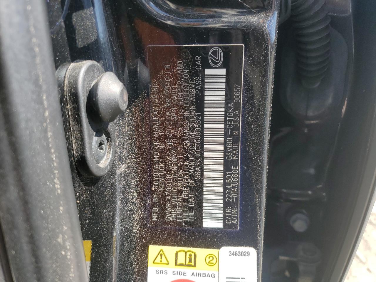 58ABK1GG7GU005621 2016 Lexus Es 350