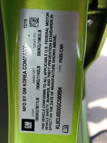 2016 CHEVROLET SPARK EV 2 KL8CL6S00GC580694