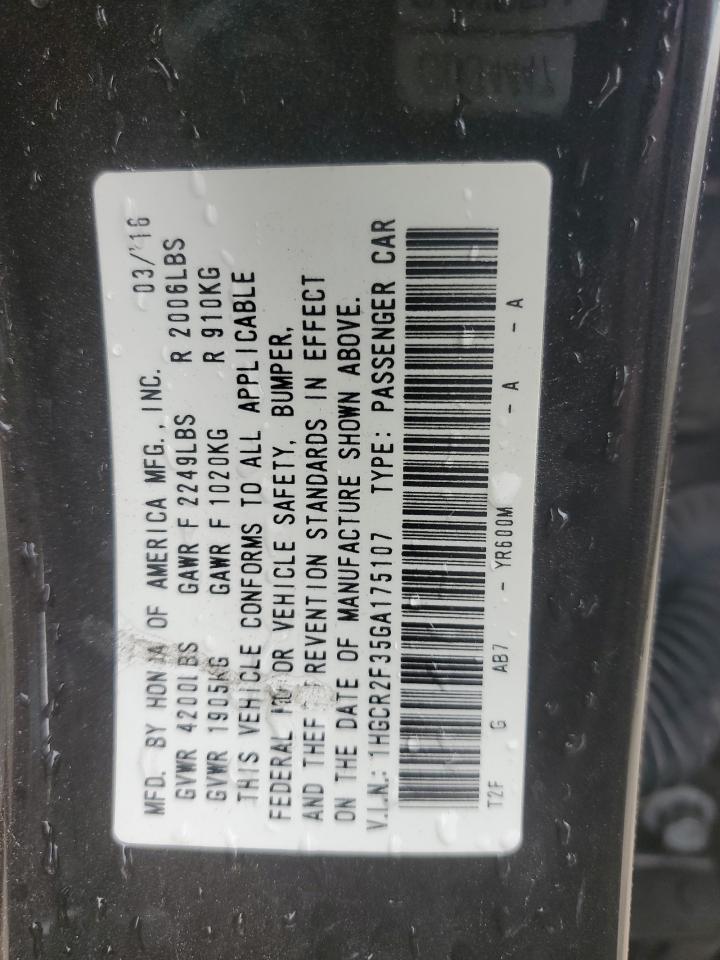 1HGCR2F35GA175107 HONDA ACCORD 2016