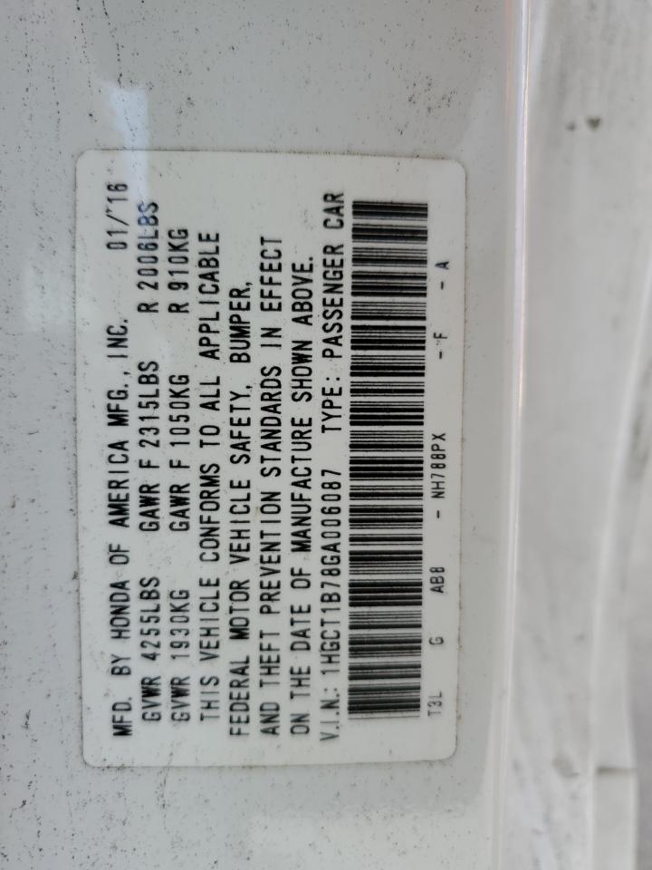 1HGCT1B78GA006087 HONDA ACCORD 2016