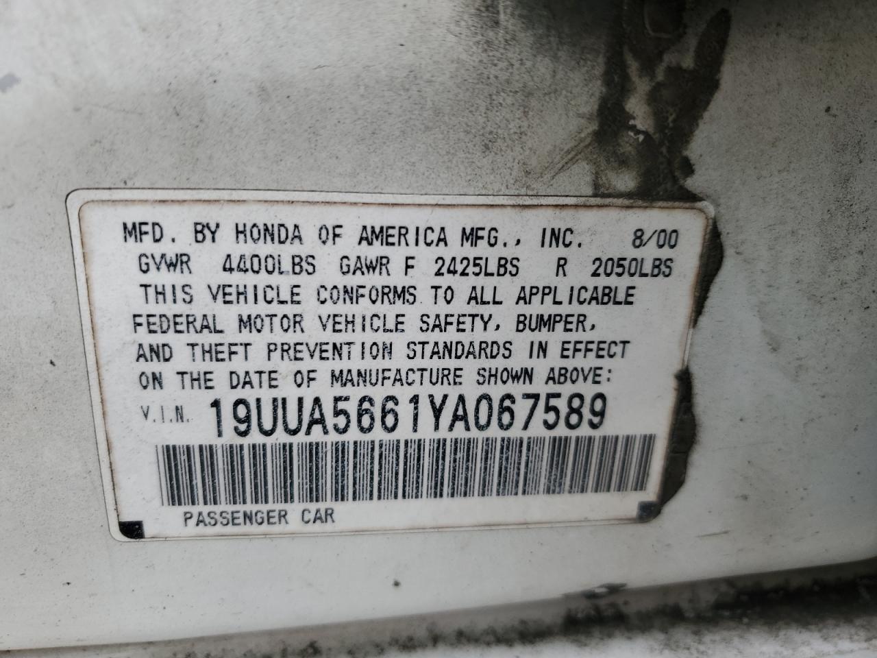 19UUA5661YA067589 2000 Acura 3.2Tl