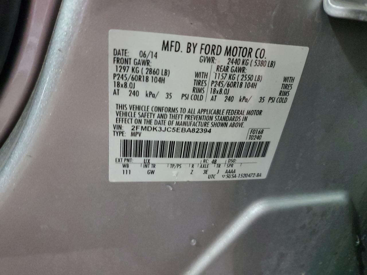 2FMDK3JC5EBA82394 2014 Ford Edge Sel