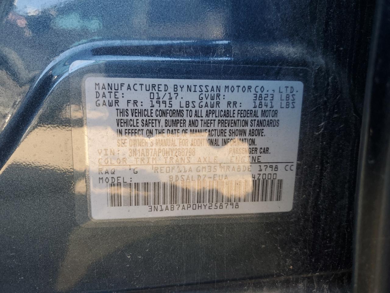 3N1AB7AP0HY258798 NISSAN SENTRA 2017