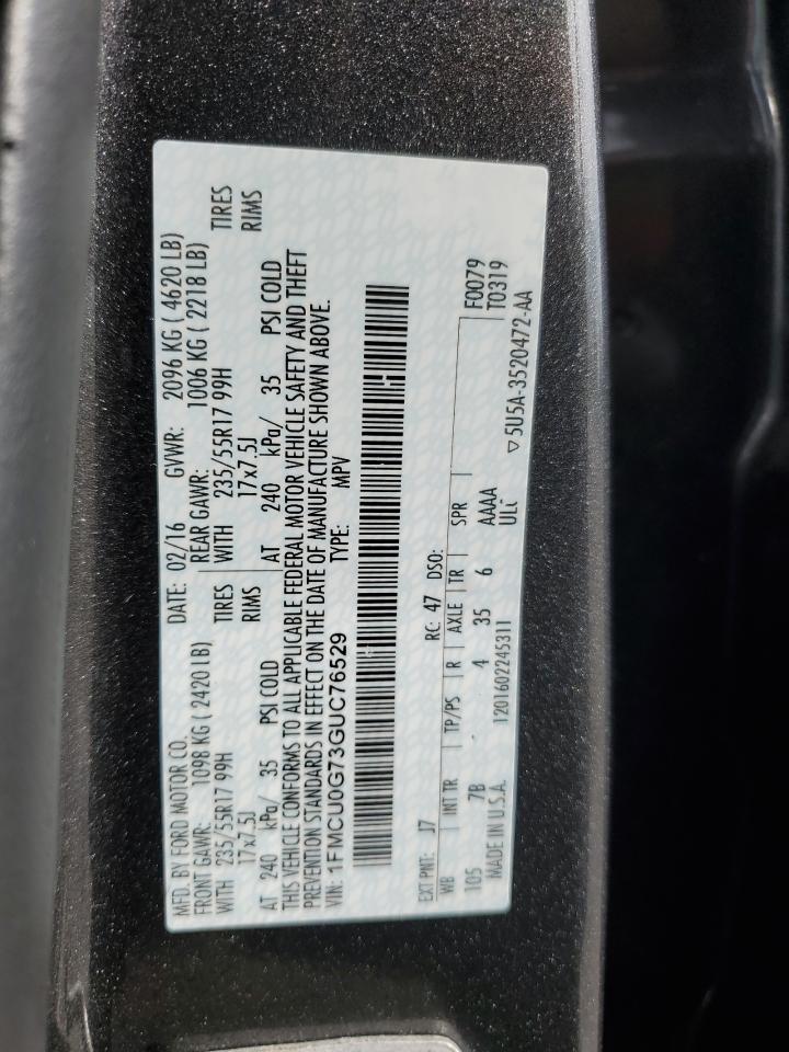 1FMCU0G73GUC76529 FORD ESCAPE 2016