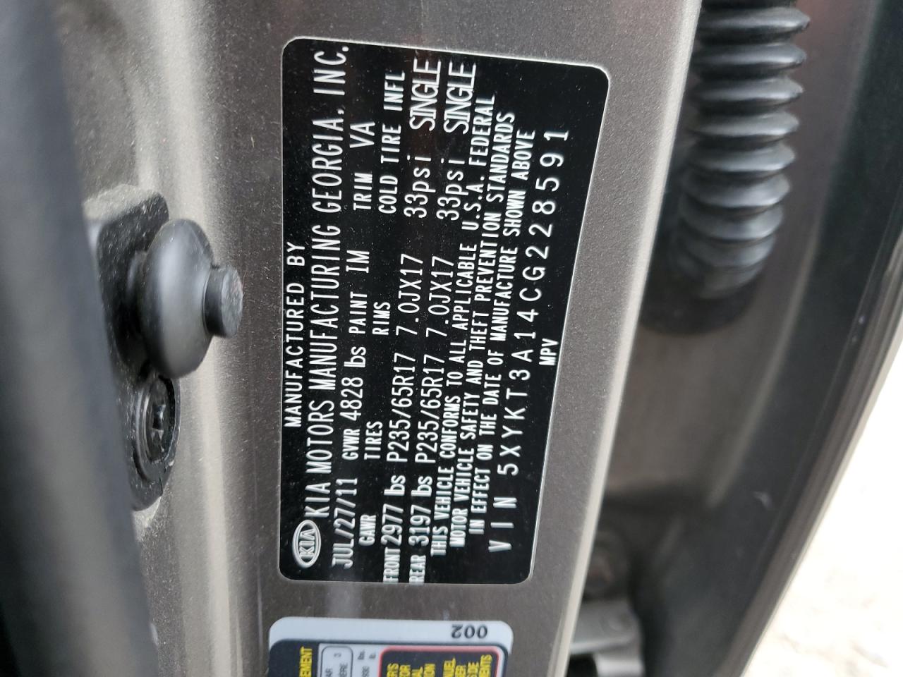 5XYKT3A14CG228591 2012 Kia Sorento Base