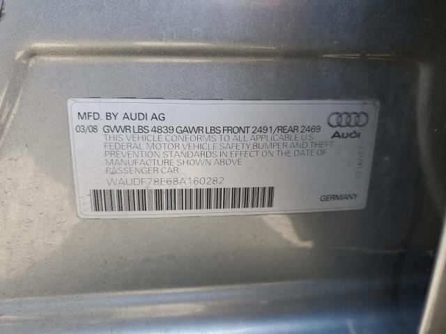 2008 Audi A4 2.0T Quattro VIN: WAUDF78E68A160282 Lot: 45233324