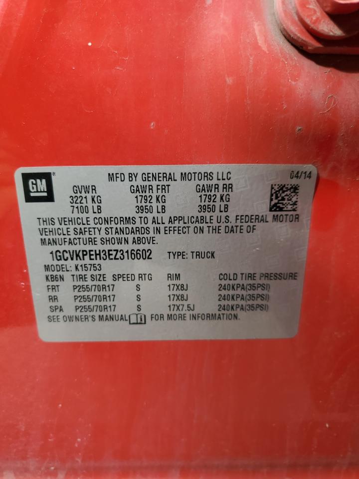 1GCVKPEH3EZ316602 2014 Chevrolet Silverado K1500