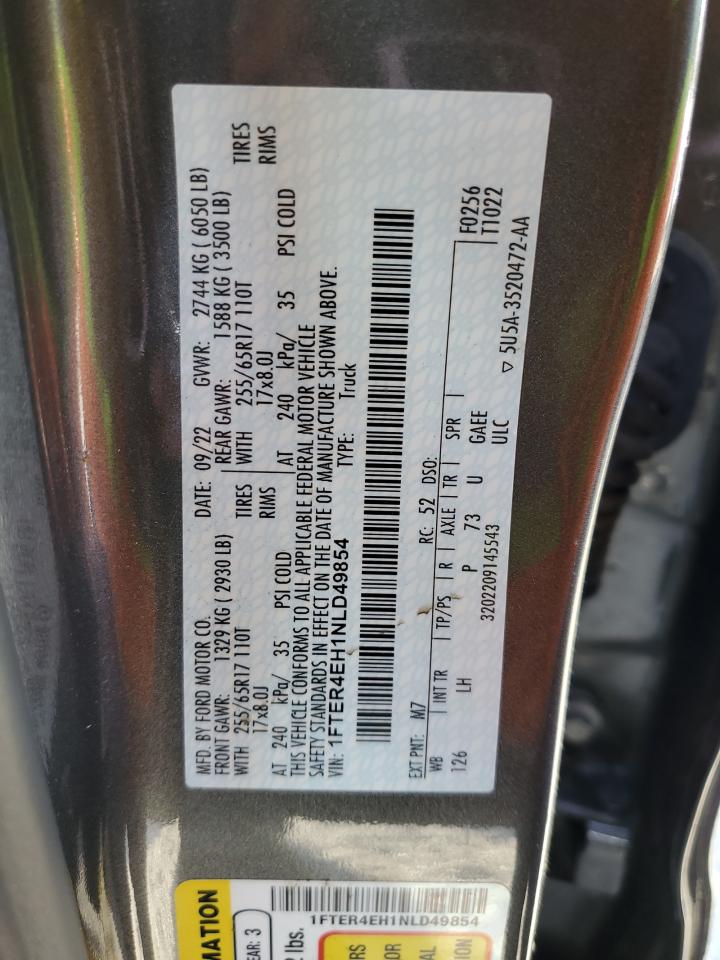 1FTER4EH1NLD49854 FORD RANGER 2022