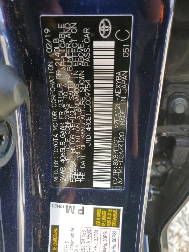 JTDT4RCE1LJ009754 TOYOTA COROLLA 2020
